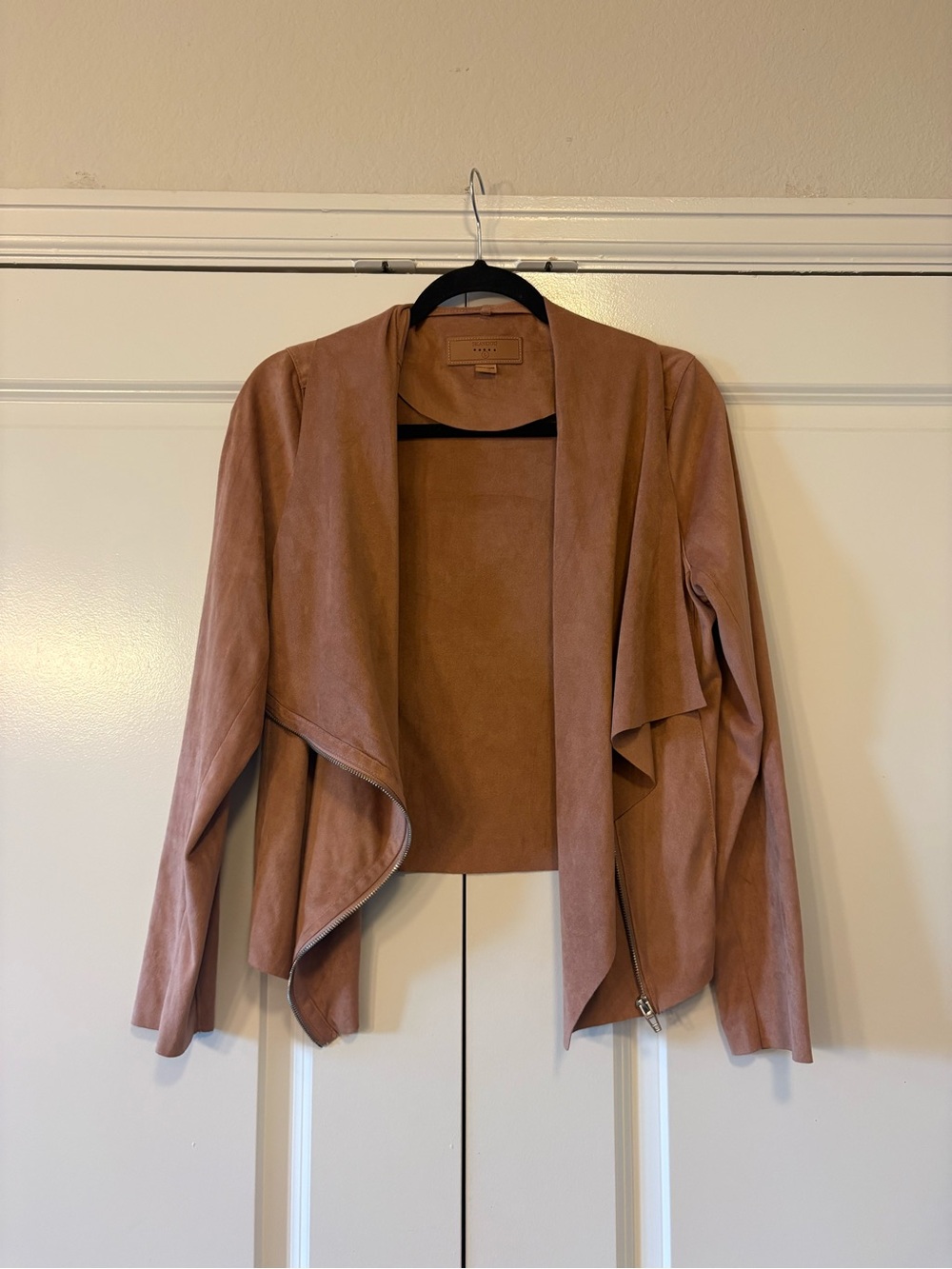 Blank NYC Suede Draped Open-Front Jacket - Dusty Rose